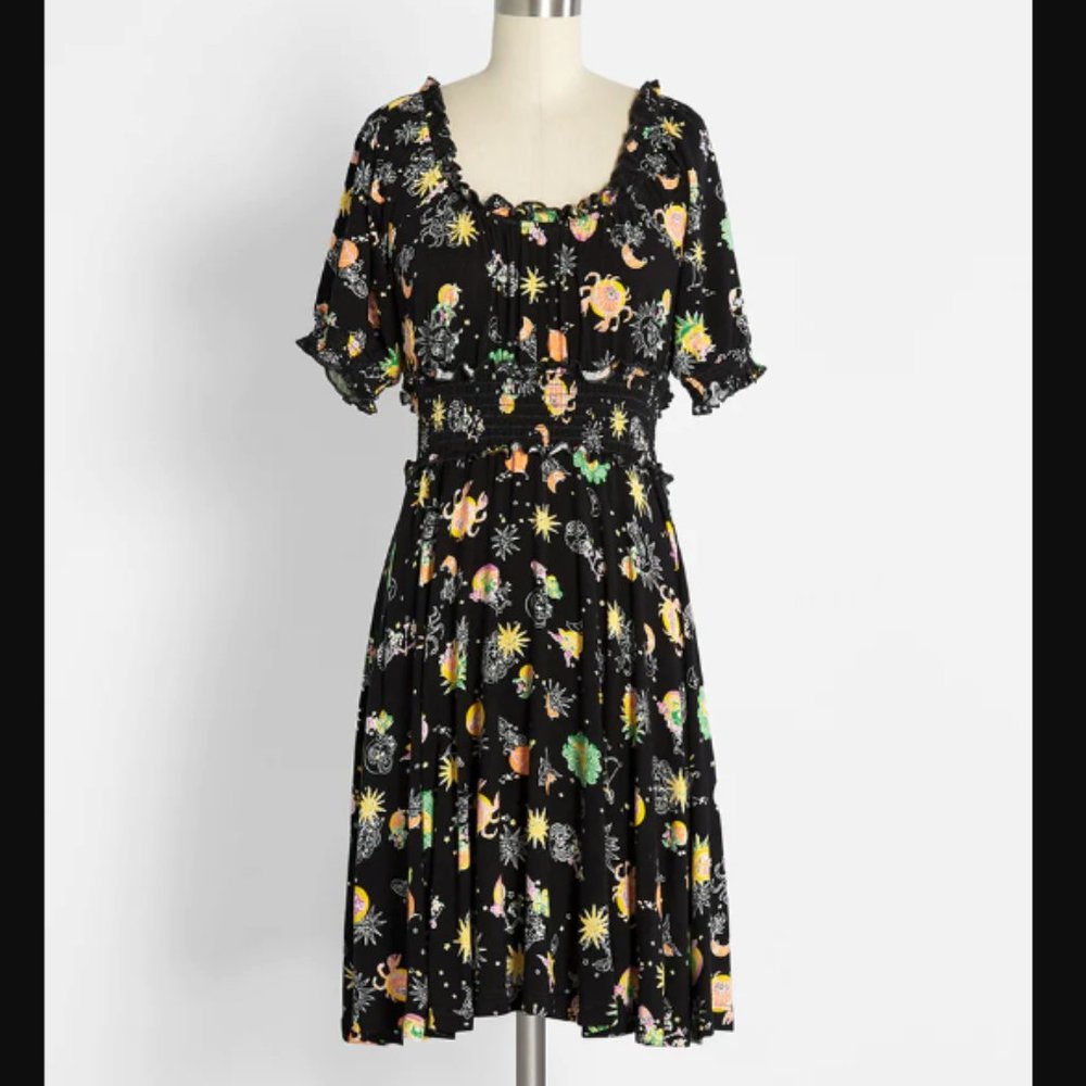 Zodiac print retro dress ModCloth NWT - L